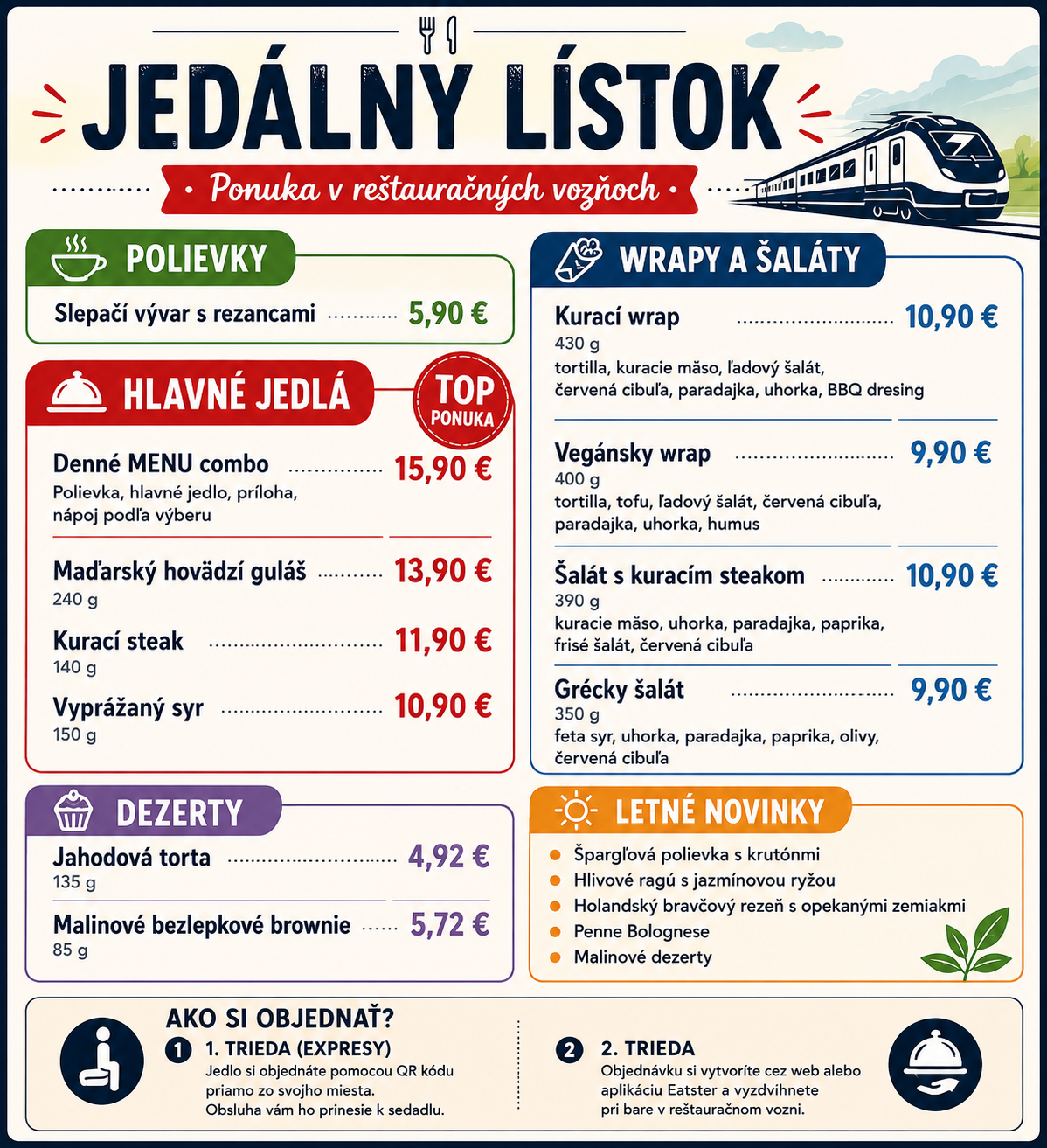 Aké jedlo si viete objednať vo vlaku?